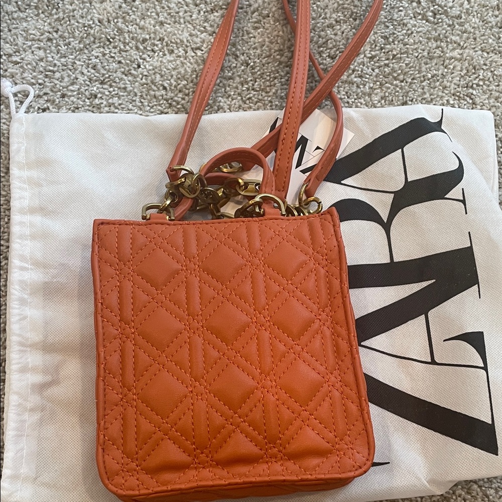 Zara Quilted Mini Bag in Vibrant Orange - NEW***